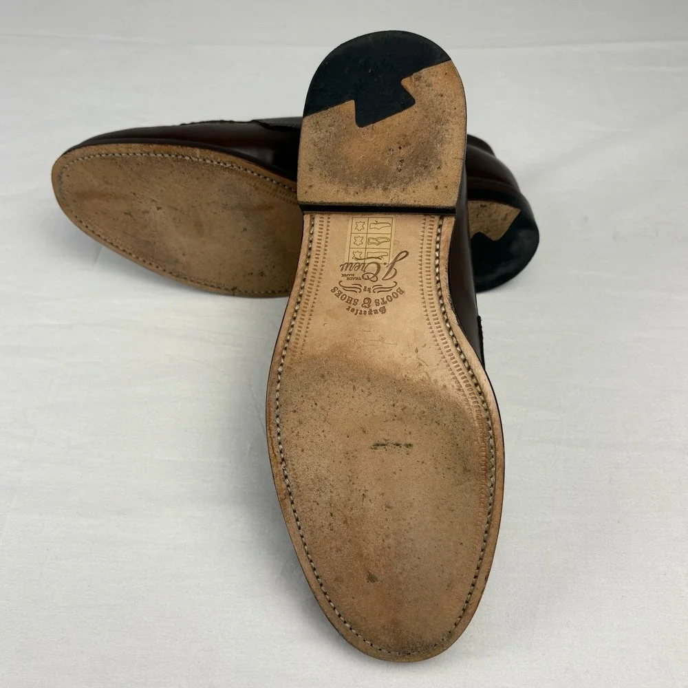 J. Crew Ludlow Penny Loafers 9.5M Brown Italian Leather Vegetable Tanned EUC